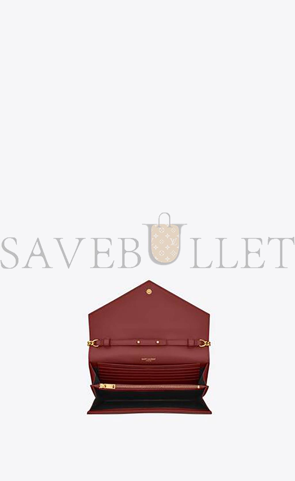 YSL CASSANDRE MATELASSÉ CHAIN WALLET IN GRAIN DE POUDRE EMBOSSED LEATHER 377828BOW016008 (22.5*14*4cm)