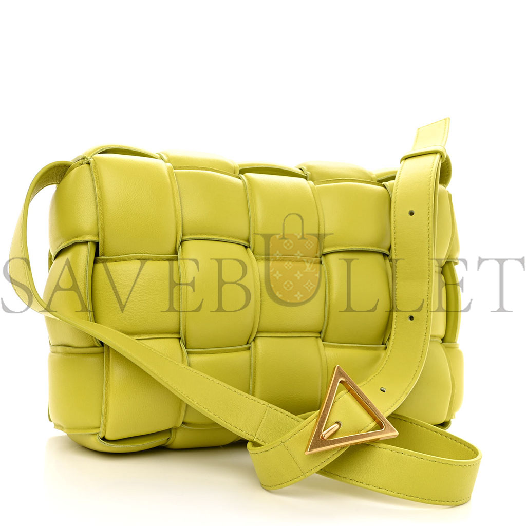 BOTTEGA VENETA NAPPA MAXI INTRECCIO PADDED CASSETTE CROSSBODY BAG KIWI (26*18*8cm)