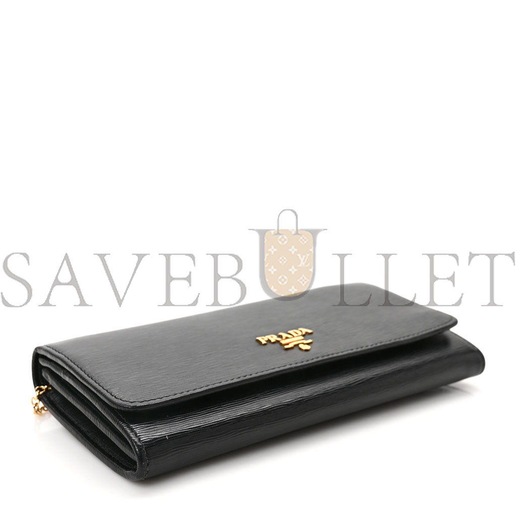 PRADA VITELLO MOVE CONTINENTAL FLAP WALLET BLACK (21*11*2cm)