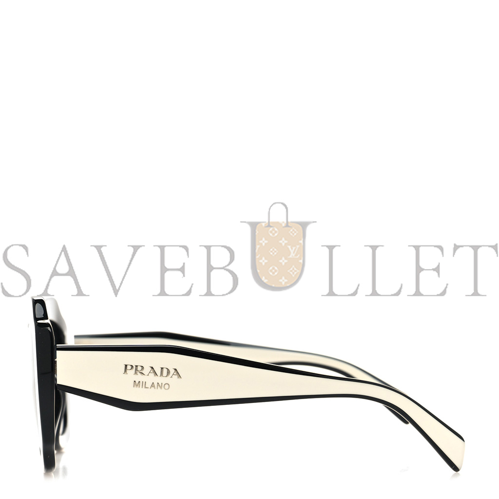 PRADA ACETATE SQUARE SUNGLASSES SPR 16Y BLACK DARK GREY