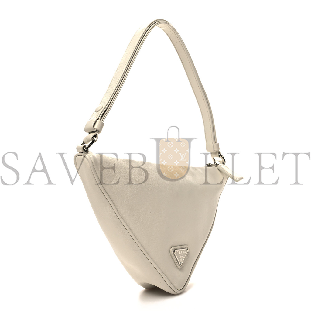 PRADA GRACE LUX TRIANGLE POUCH WHITE (26*14*8cm)