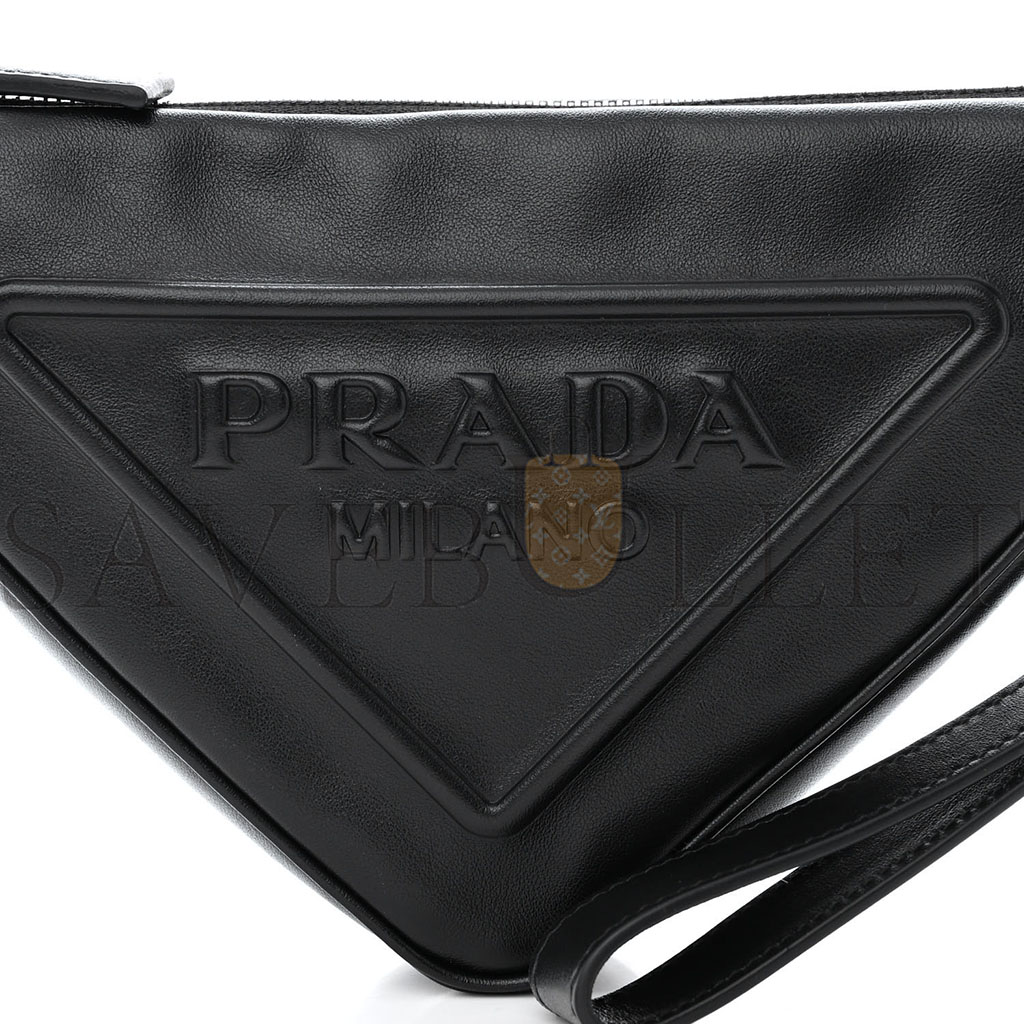 PRADA GRACE LUX TRIANGLE WRISTLET POUCH BLACK (27*15*6cm)