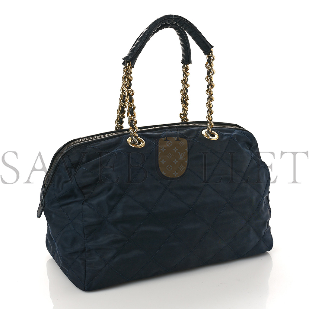 PRADA NYLON TESSUTO IMPUNTU QUILTED SHOULDER BAG NAVY (34*20*17cm)