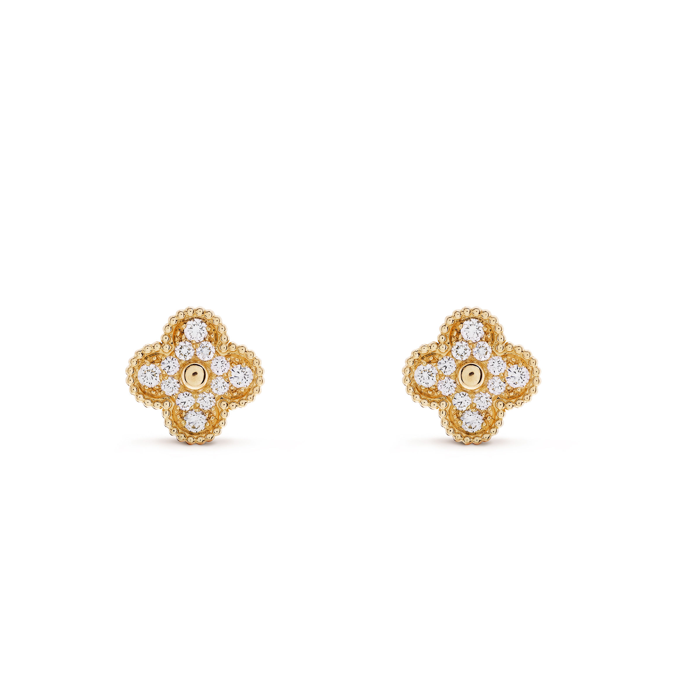 VAN CLEEF ARPELS VINTAGE ALHAMBRA EARRINGS - YELLOW GOLD, DIAMOND  VCARA44700