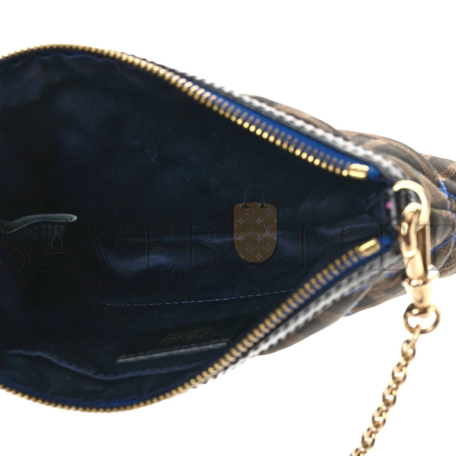 FENDI ZUCCA QUILTED POCHETTE TOBACCO BLUE (20*11*4cm)