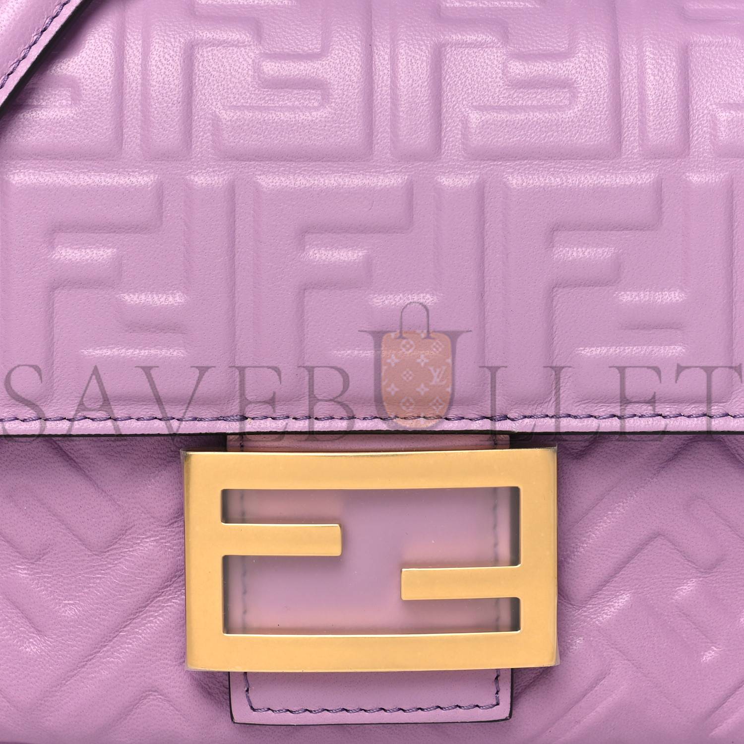 FENDI NAPPA SMALL FF EMBOSSED MIDI CHAIN BAGUETTE VIOLETTA (23*13*6cm)