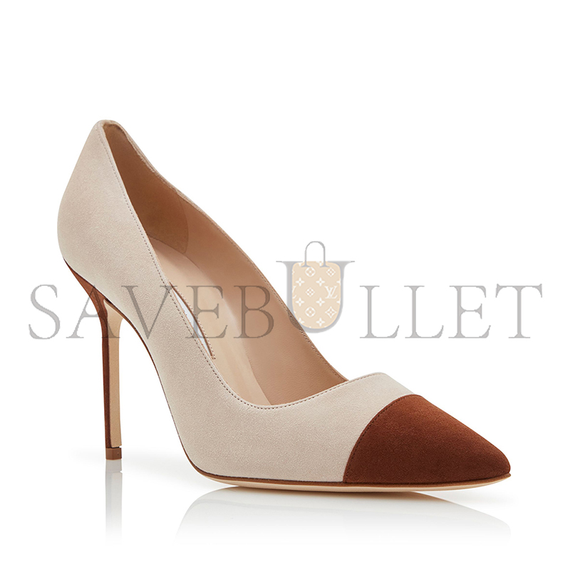 MANOLO BLAHNIK CAPCOUR BROWN AND BEIGE SUEDE POINTED TOE PUMPS 424-1966-0004 MANOLO BLAHNIK CAPCOUR BROWN AND BEIGE SUEDE POINTED TOE PUMPS 424-1966-0004