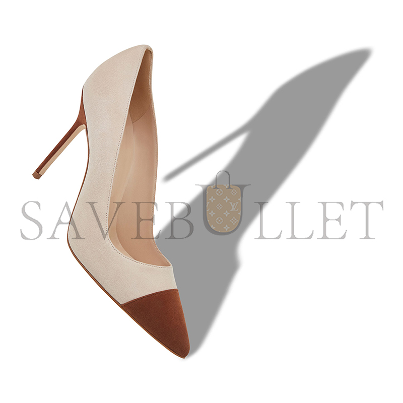 MANOLO BLAHNIK CAPCOUR BROWN AND BEIGE SUEDE POINTED TOE PUMPS 424-1966-0004 MANOLO BLAHNIK CAPCOUR BROWN AND BEIGE SUEDE POINTED TOE PUMPS 424-1966-0004