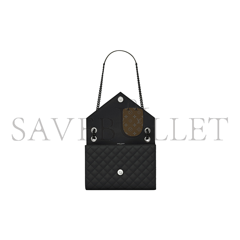 YSL ENVELOPE MEDIUM IN QUILTED GRAIN DE POUDRE EMBOSSED LEATHER 600185BOW981000 (24*17.5*6cm)