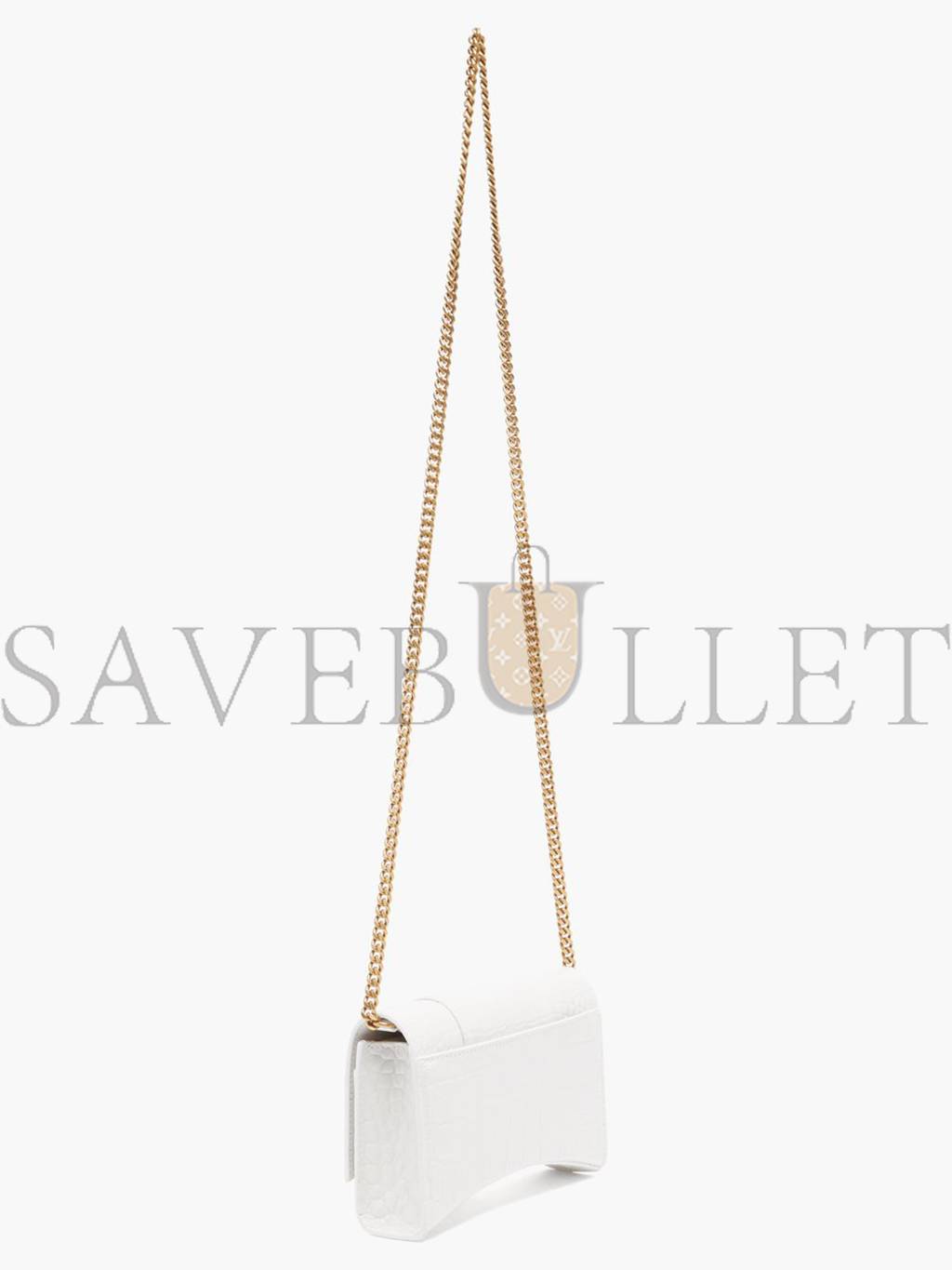 BALENCIAGA WHITE HOURGLASS CROCODILE-EFFECT LEATHER CROSS-BODY BAG MATCHESFASHION US (19.8*12.1*5cm)