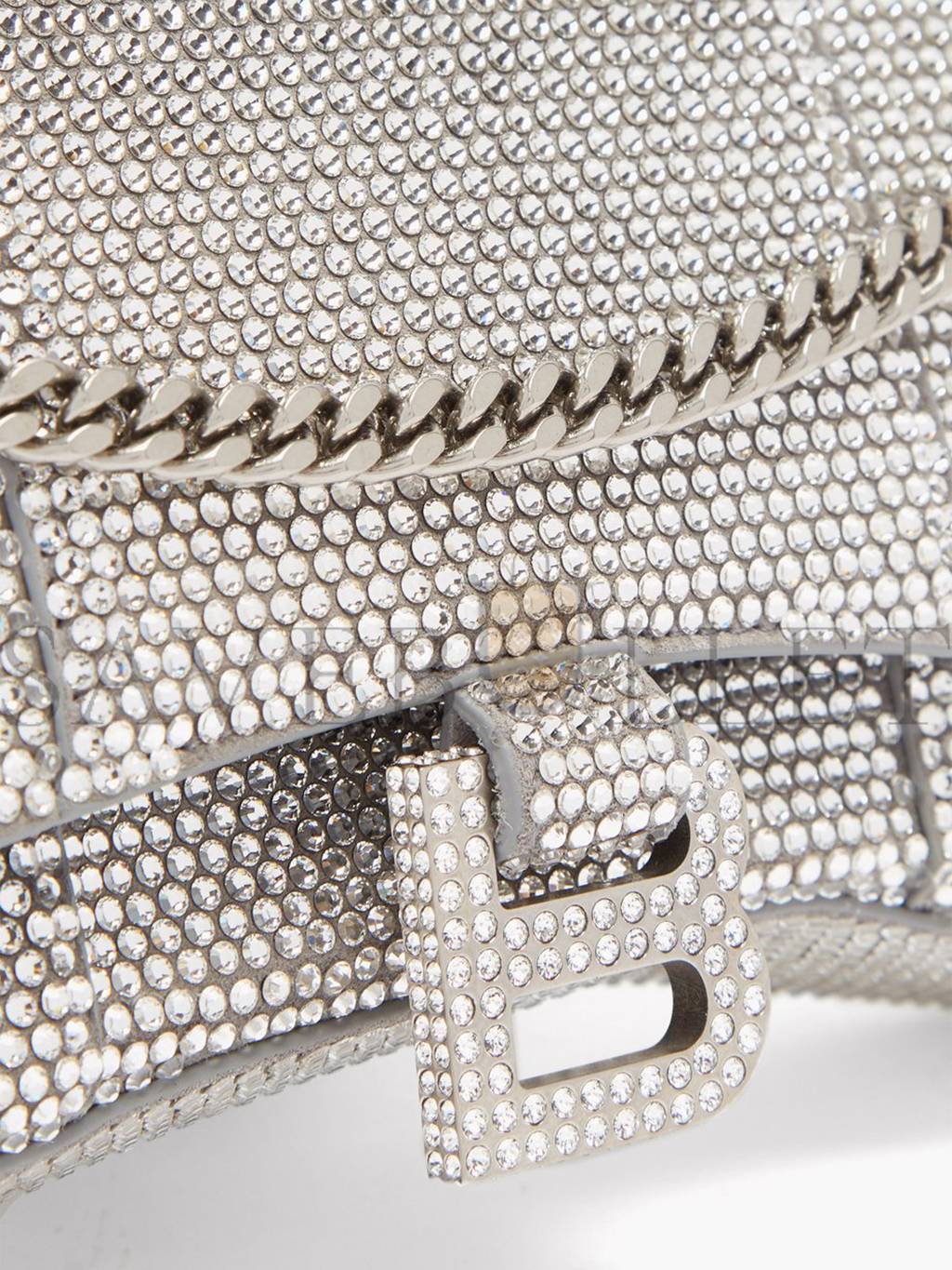 BALENCIAGA GREY HOURGLASS CRYSTAL-EMBELLISHED CROSS-BODY BAG MATCHESFASHION US (19.8*12.1*5cm)