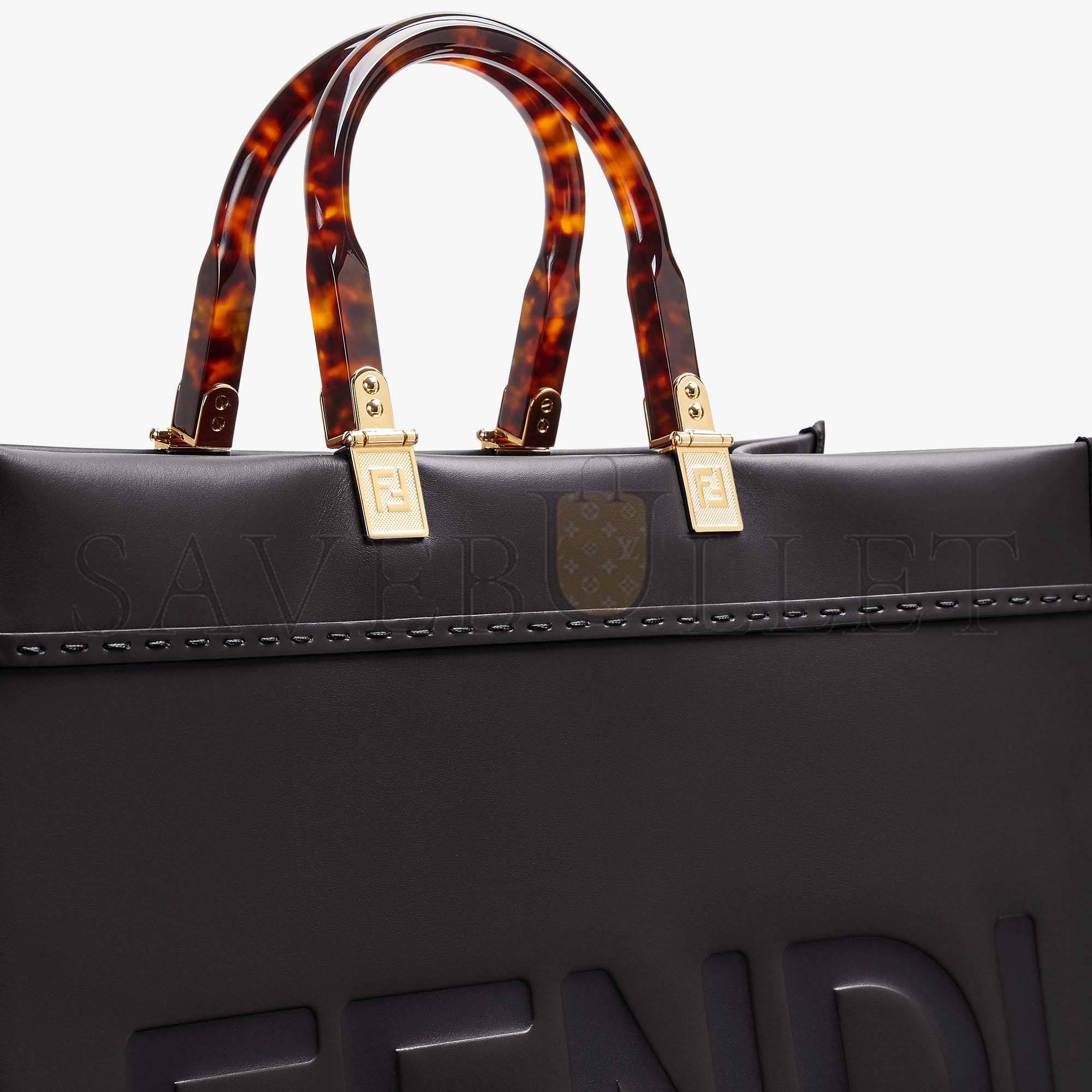 FENDI LARGE FENDI SUNSHINE - BLACK LEATHER SHOPPER 8BH372ABVLF0KUR (40.5*35*21.5cm)