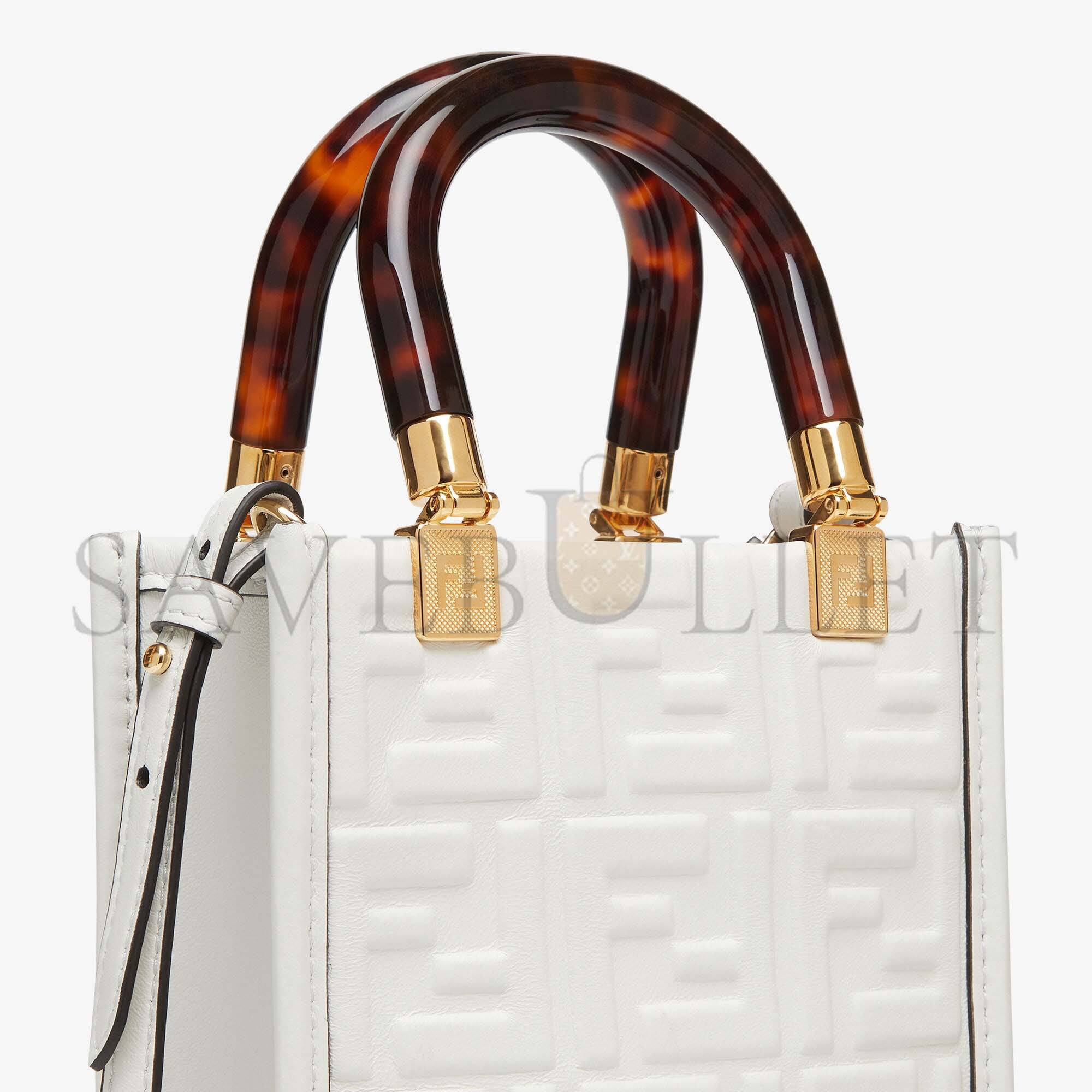 FENDI MINI SUNSHINE SHOPPER - WHITE LEATHER MINI BAG 8BS051AMCIF0QVL (18*13*6.5cm)