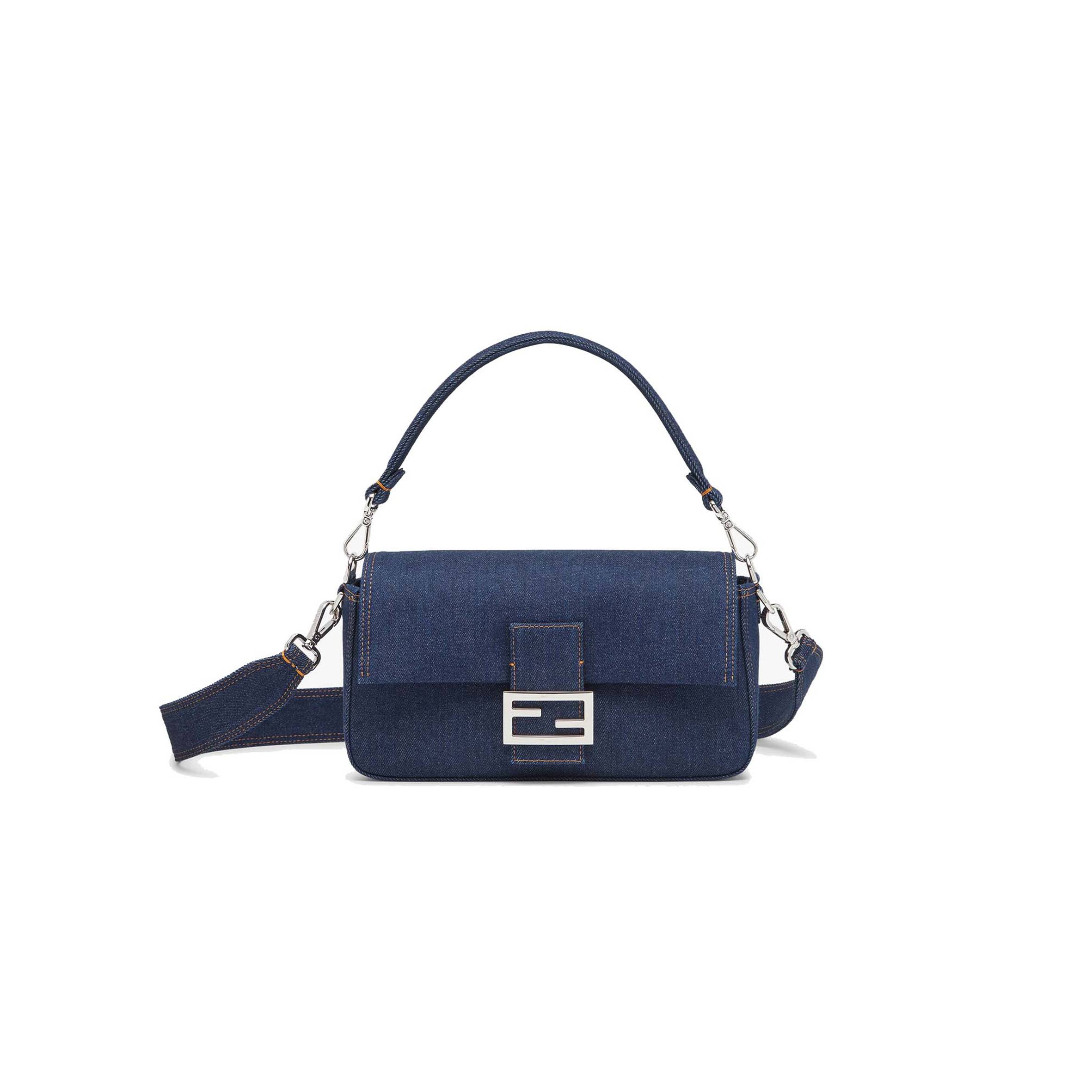 FENDI BAGUETTE - RE-EDITION BAG IN BLUE DENIM 8BR600AL9WF0KR1 (27*15*6cm)