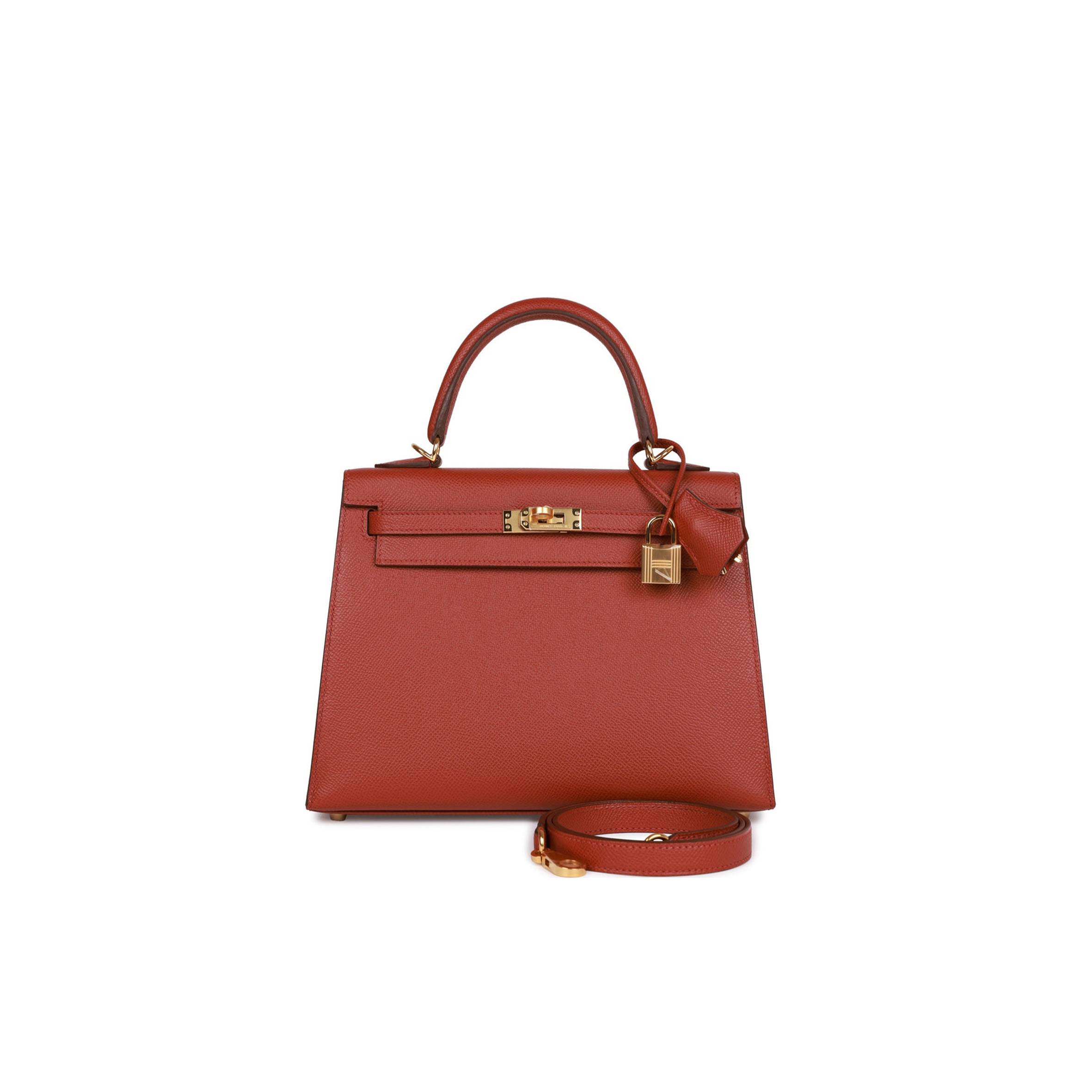 HERMES KELLY SELLIER 25 ROUGE VENETIAN EPSOM GOLD HARDWARE   (25*17*7cm)