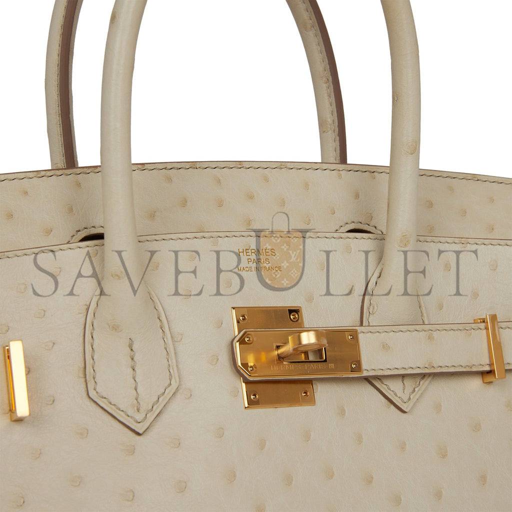 HERMES BIRKIN 30 BETON OSTRICH GOLD HARDWARE (30cm)