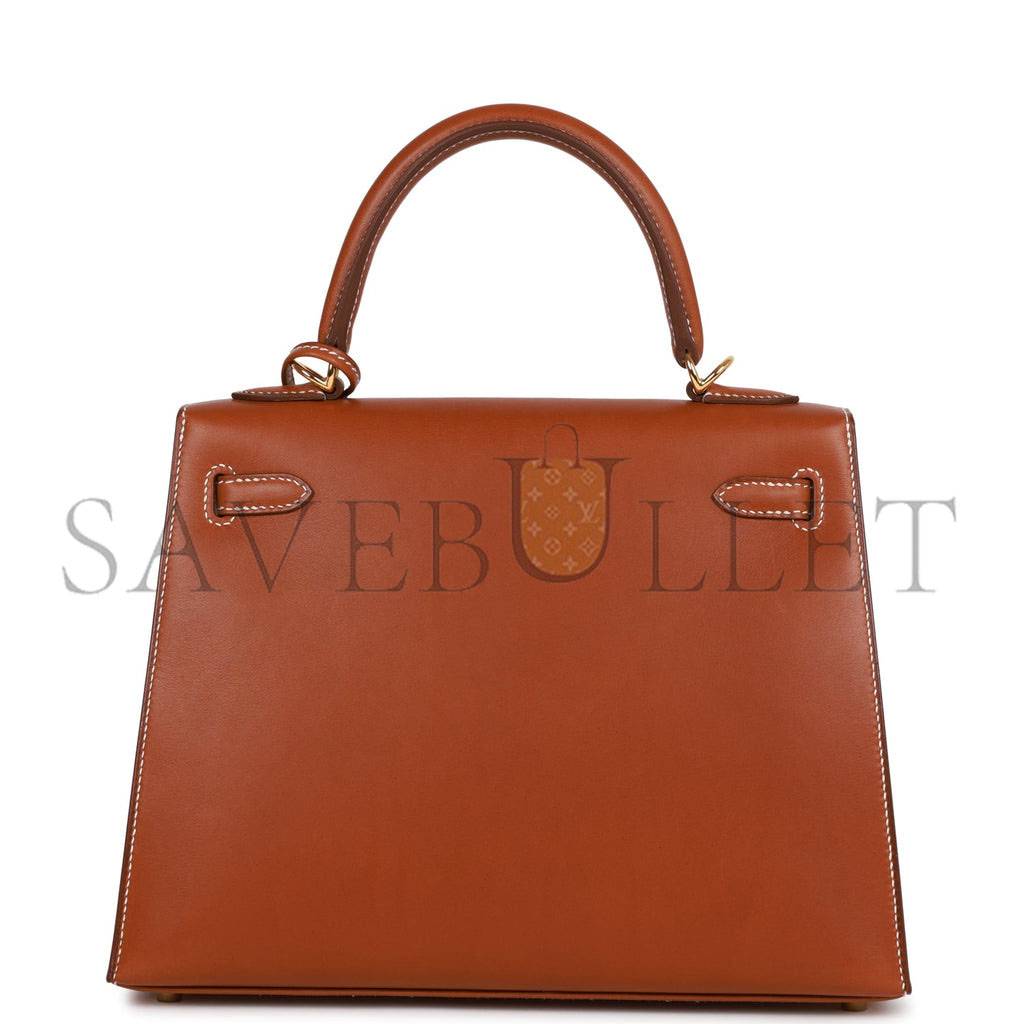 HERMES KELLY SELLIER 25 FAUVE BARENIA GOLD HARDWARE  (25*17*7cm)