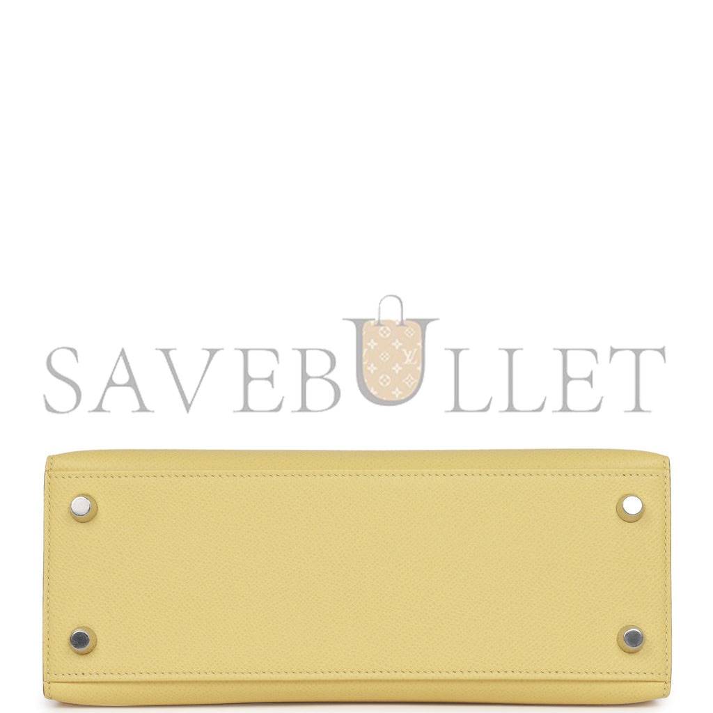 HERMES KELLY SELLIER 25 JAUNE POUSSIN EPSOM PALLADIUM HARDWARE   (25*17*7cm)