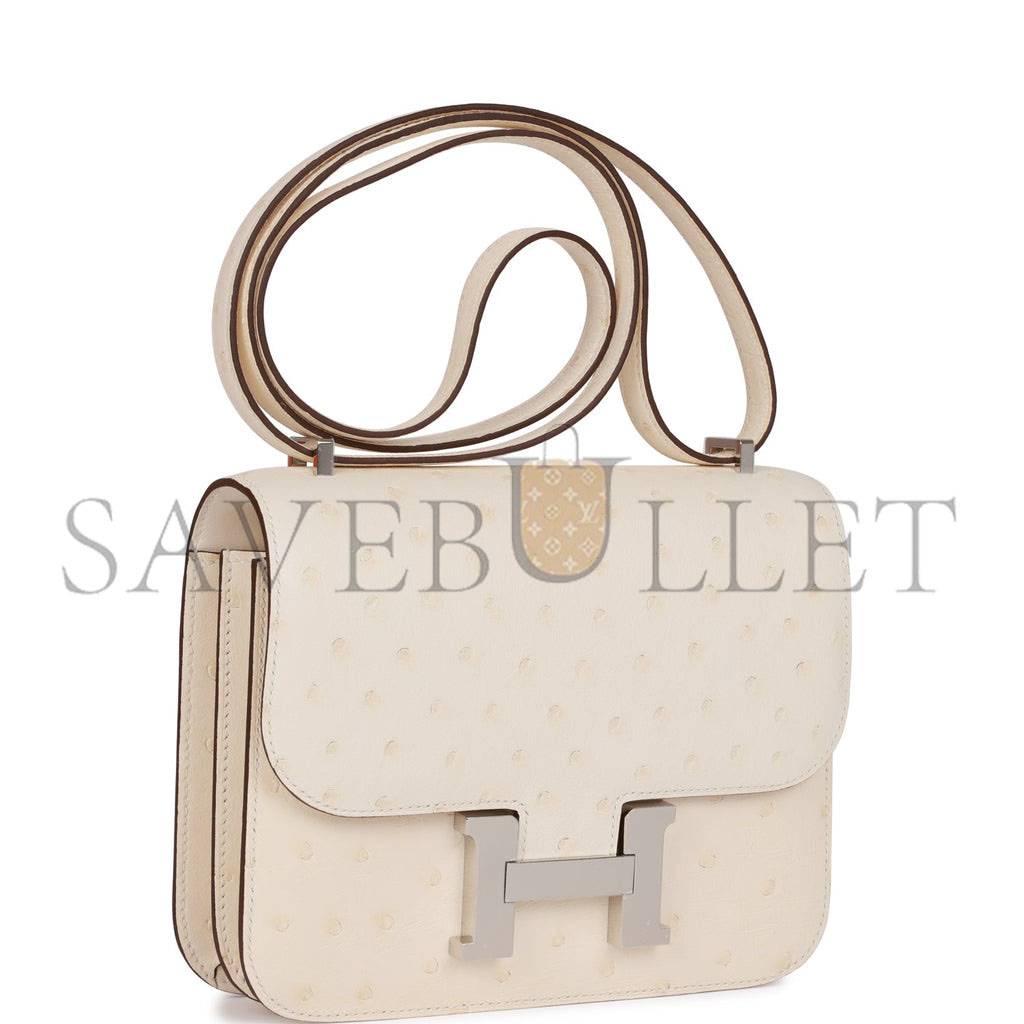 HERMES CONSTANCE 18 NATA OSTRICH PALLADIUM HARDWARE 39857367875678 (18cm)