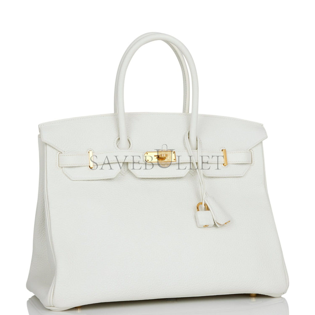 HERMES BIRKIN 35 WHITE CLEMENCE GOLD HARDWARE (35cm)