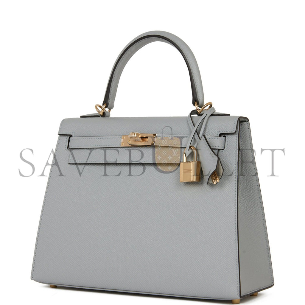 HERMES SPECIAL ORDER (HSS) KELLY SELLIER 25 BLEU GLACIER VERSO EPSOM PERMABRASS HARDWARE HANDMADE (25*17*7cm)