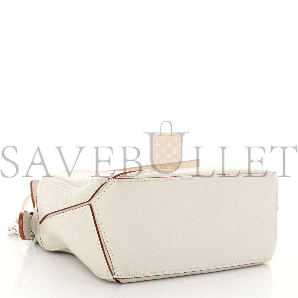 LOEWE CALFSKIN MINI PUZZLE BAG SOFT WHITE (18*12.5*8cm)