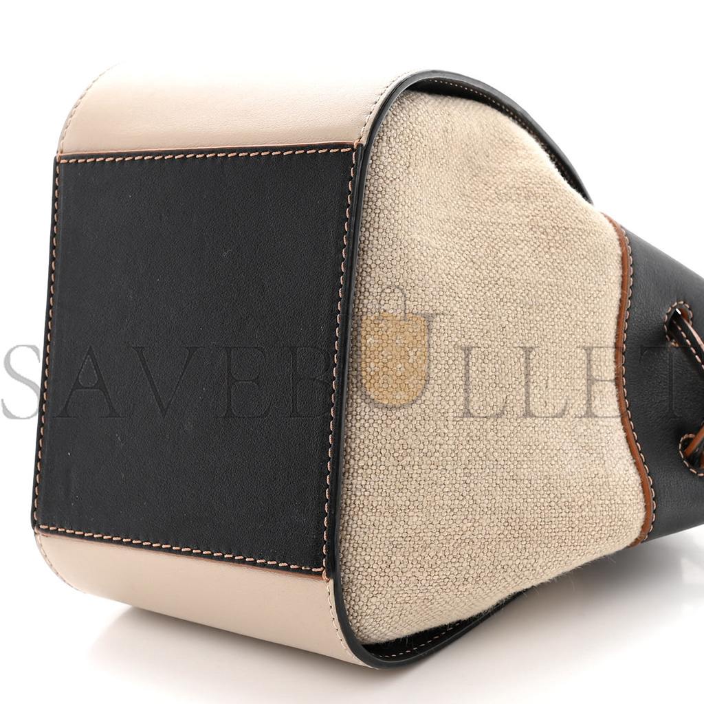 LOEWE CALFSKIN CANVAS MINI HAMMOCK SHOULDER BAG MINK BLACK (20*16*10cm)