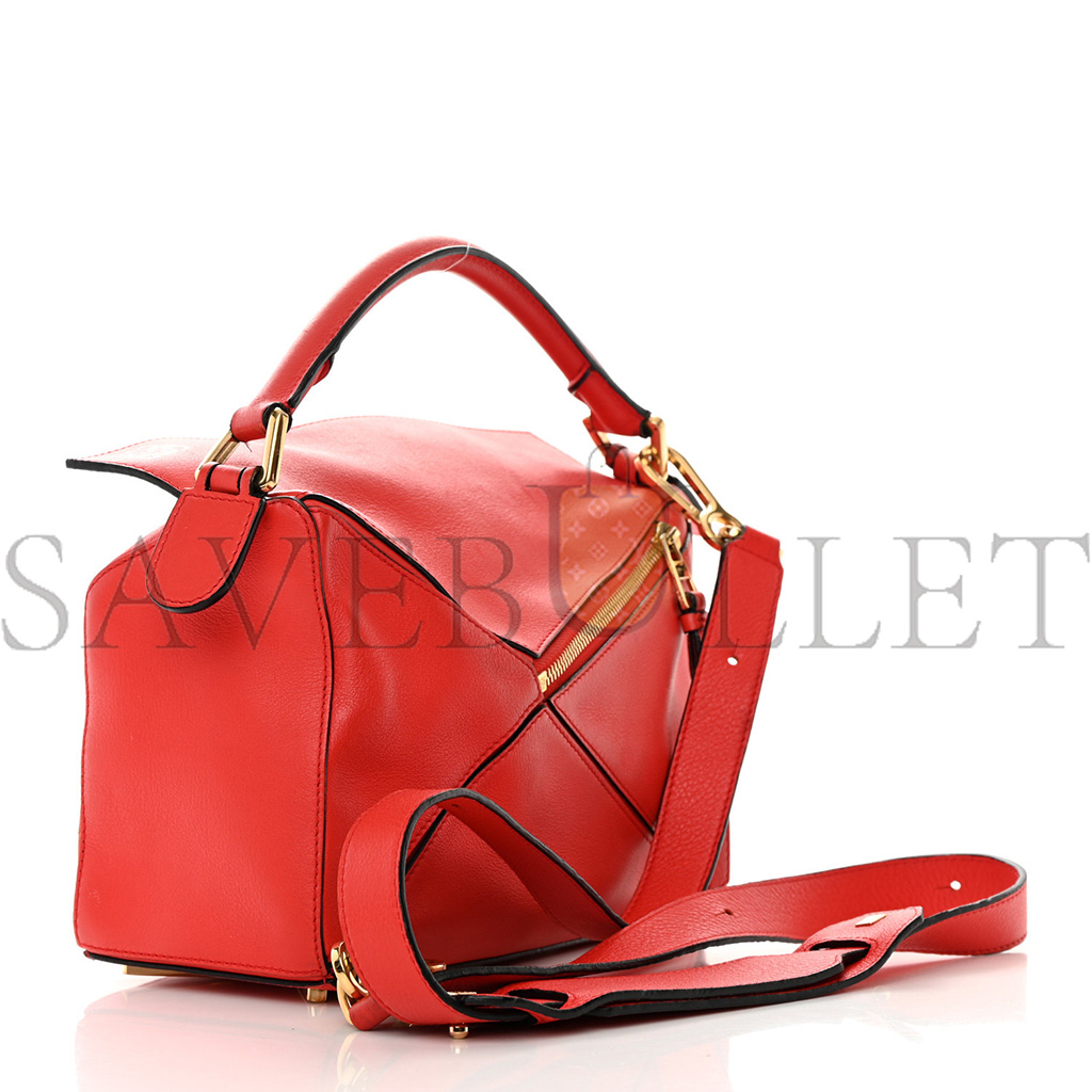 LOEWE CALFSKIN SMALL PUZZLE BAG SCARLET (24*16.5*10.5cm)