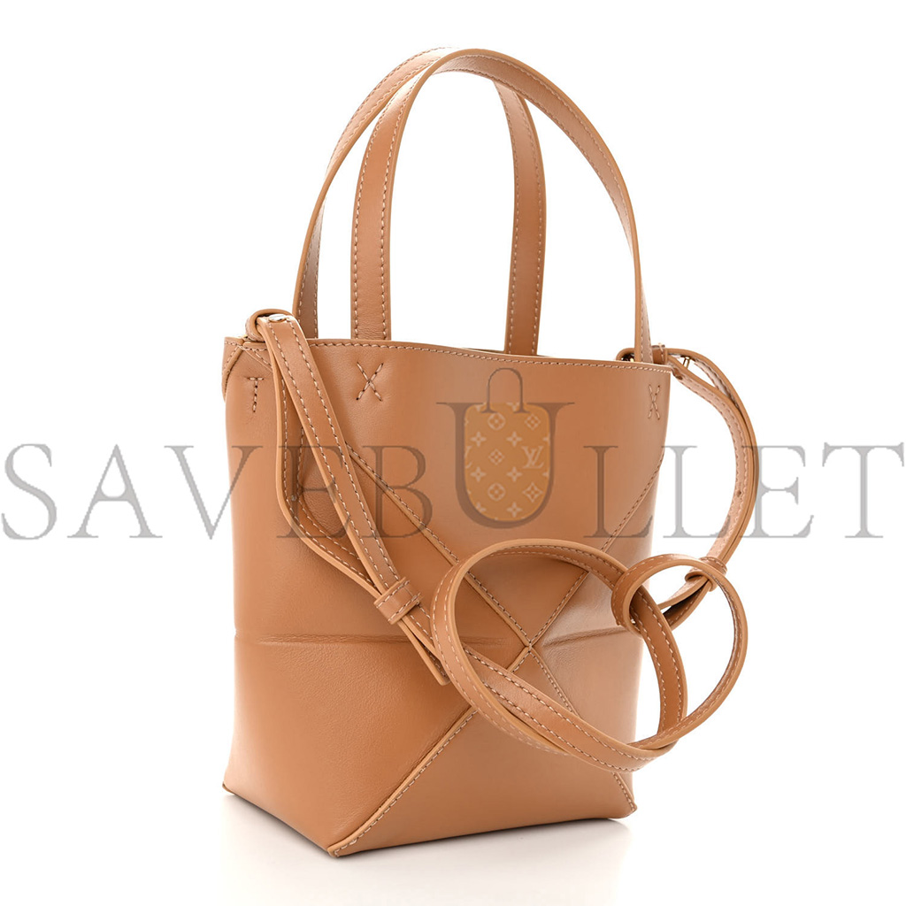 LOEWE SHINY CALFSKIN MINI PUZZLE FOLD TOTE WARM DESERT (20*16*10cm)