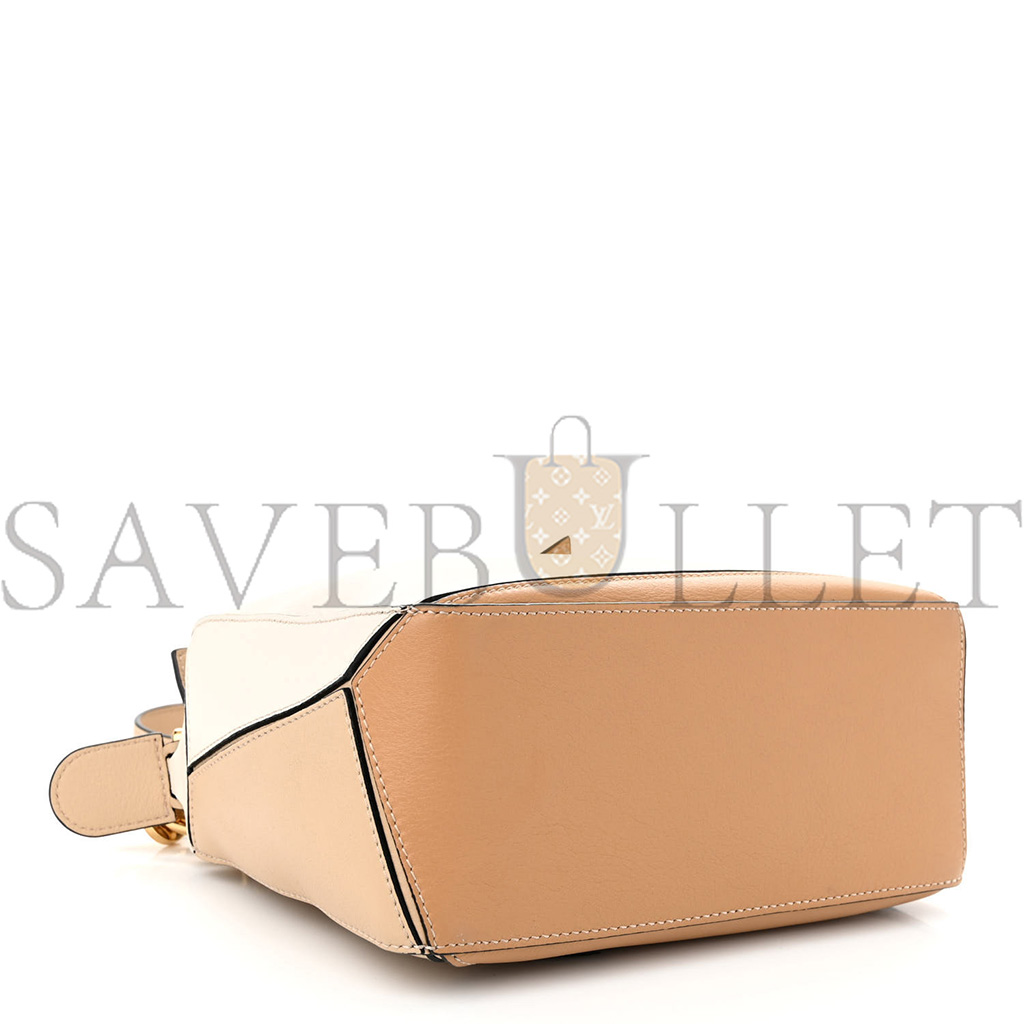 LOEWE CALFSKIN SMALL PUZZLE BAG DUSTY BEIGE SOFT WHITE (24*16.5*10.5cm)