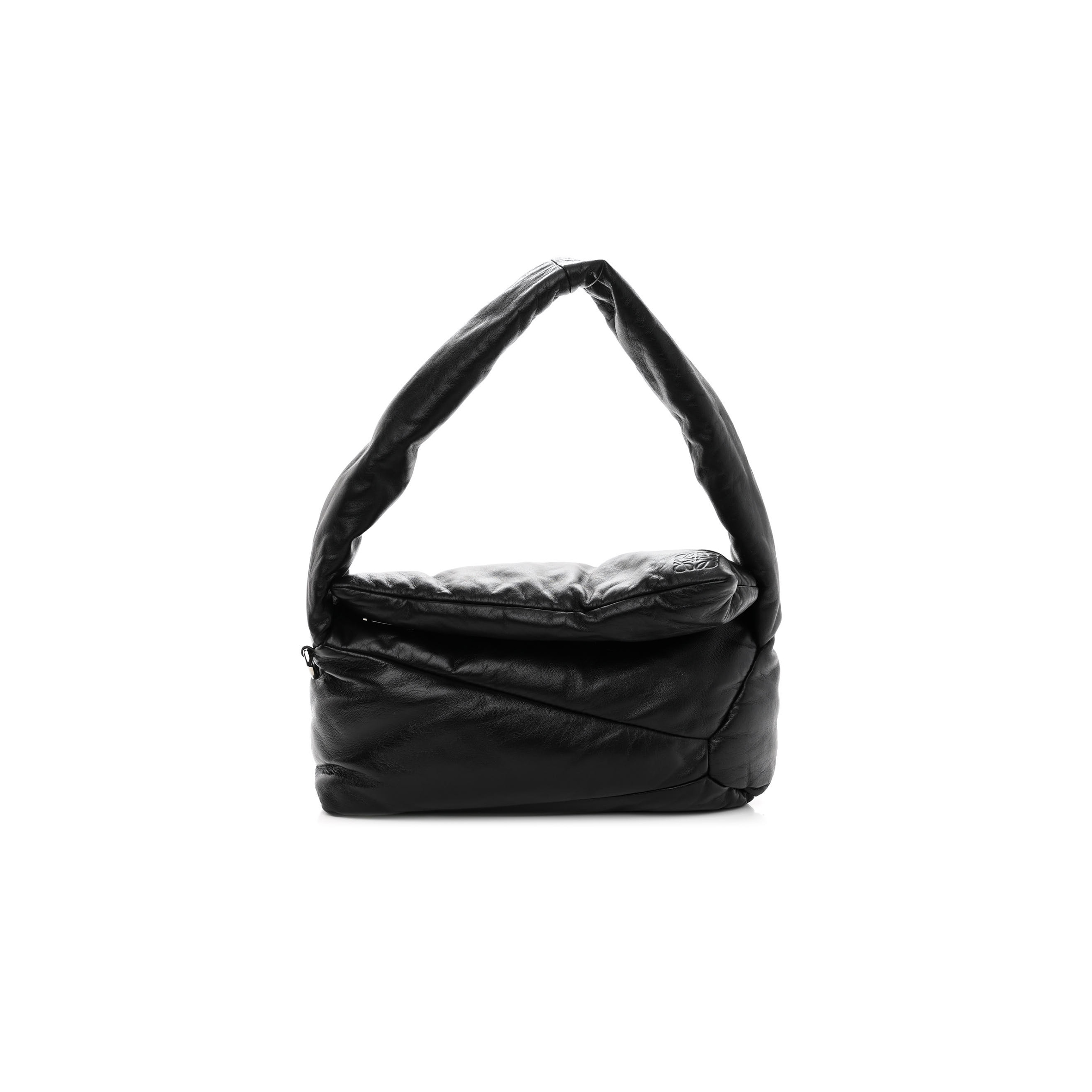 LOEWE SHINY NAPPA PUFFER PUZZLE HOBO BLACK (28*13*10cm)