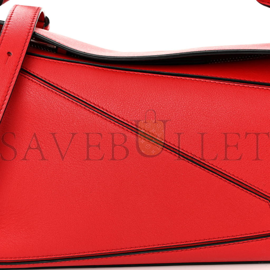 LOEWE CALFSKIN SMALL PUZZLE BAG SCARLET (24*16.5*10.5cm)