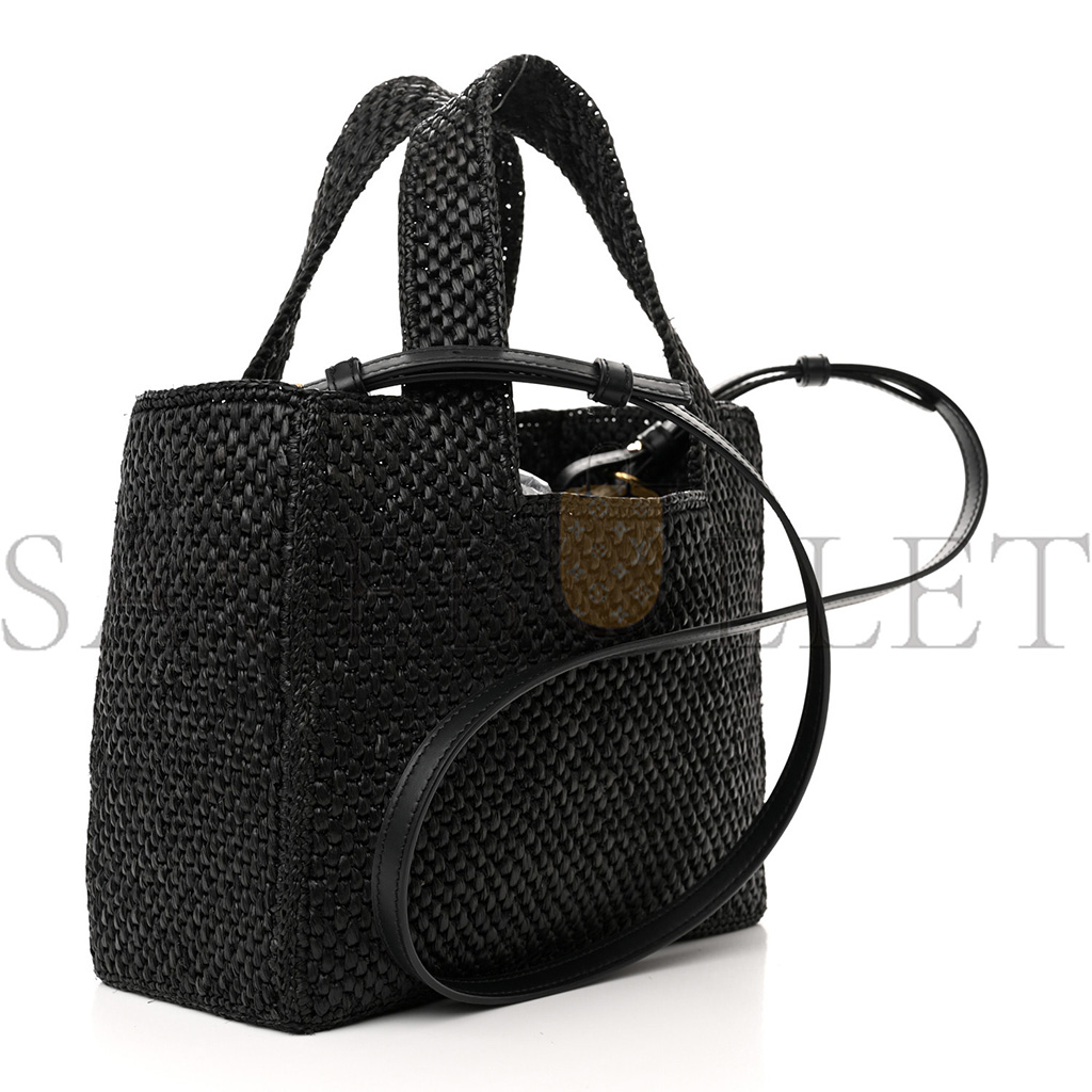 LOEWE RAFFIA SMALL PAULA IBIZA LOGO TOTE BLACK WHITE (23*19*10cm)