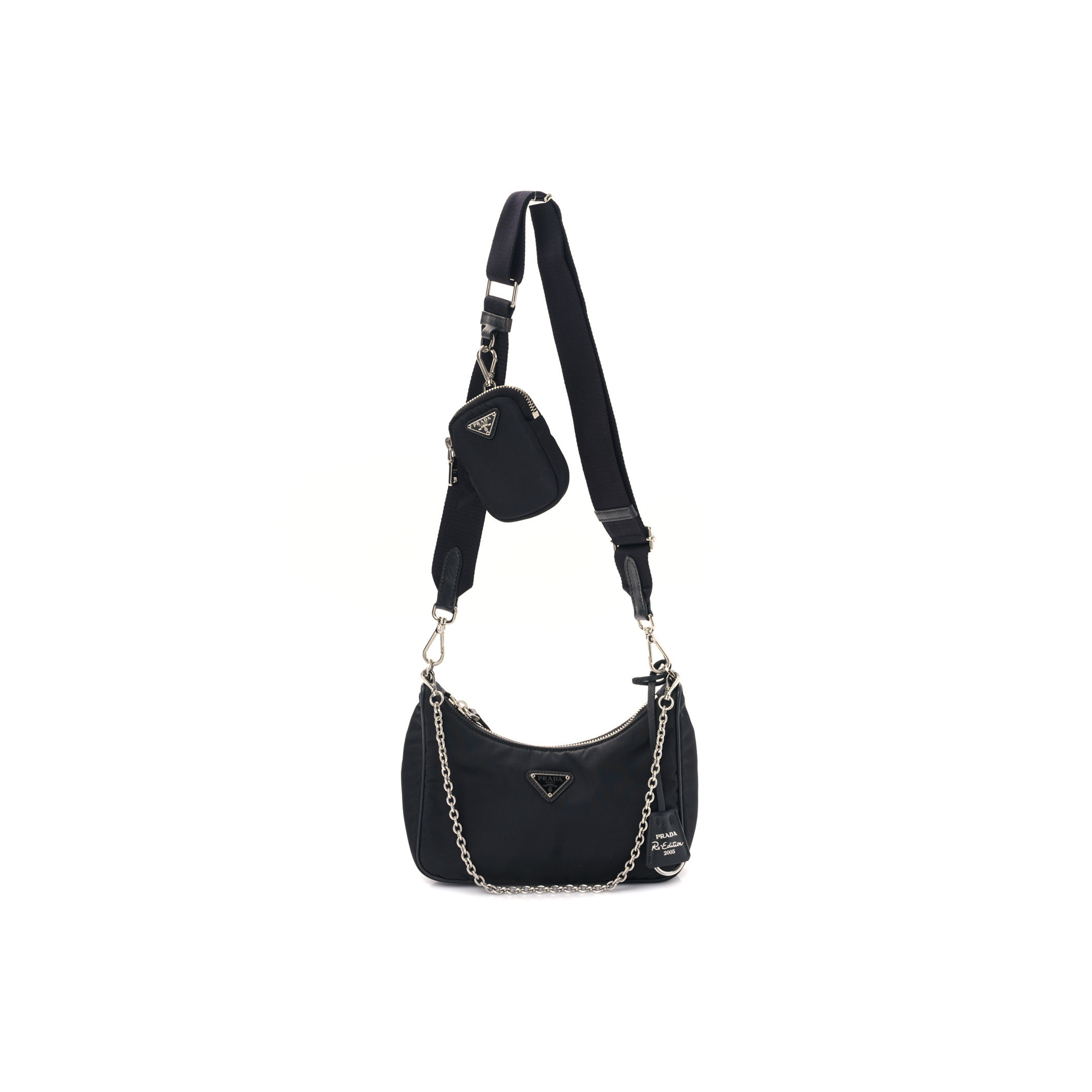 PRADA NYLON RE-EDITION 2005 SHOULDER BAG BLACK (22*18*6cm)