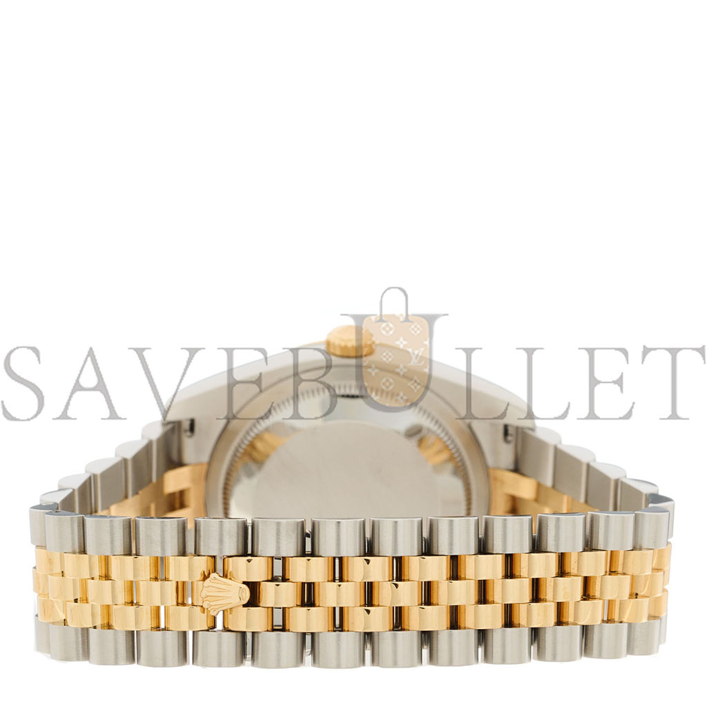 ROLEX STAINLESS STEEL 18K YELLOW GOLD DIAMOND BLACK MOTHER OF PEARL 36MM OYSTER PERPETUAL DATEJUST WATCH 116243