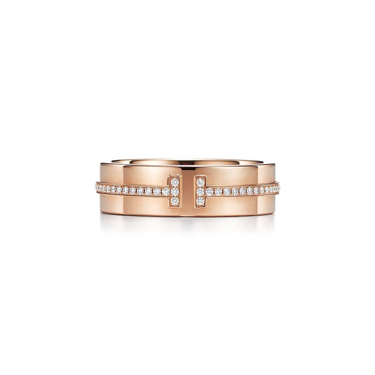 TIFFANY T WIDE DIAMOND RING IN 18K ROSE GOLD