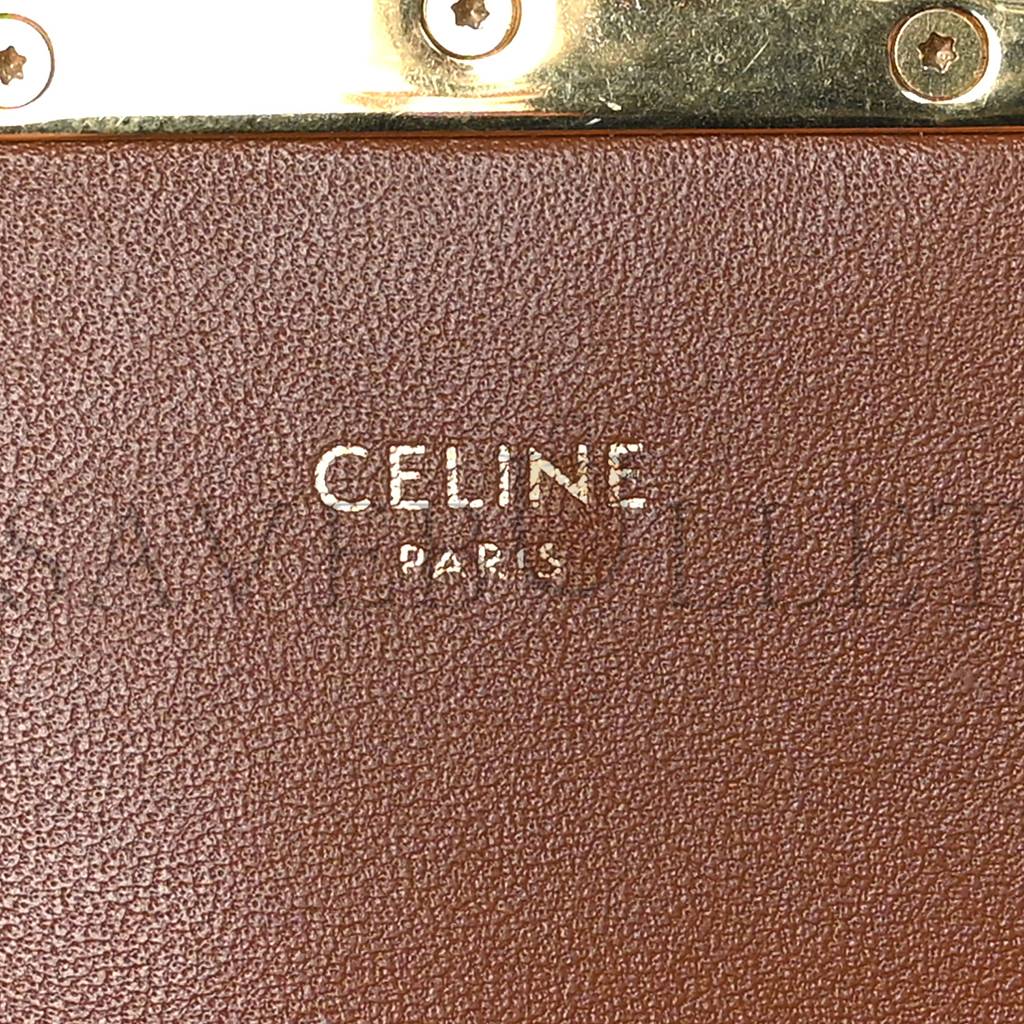 CELINE CANVAS CALFSKIN TRIOMPHE SHOULDER BAG WHITE (21*11*5cm)