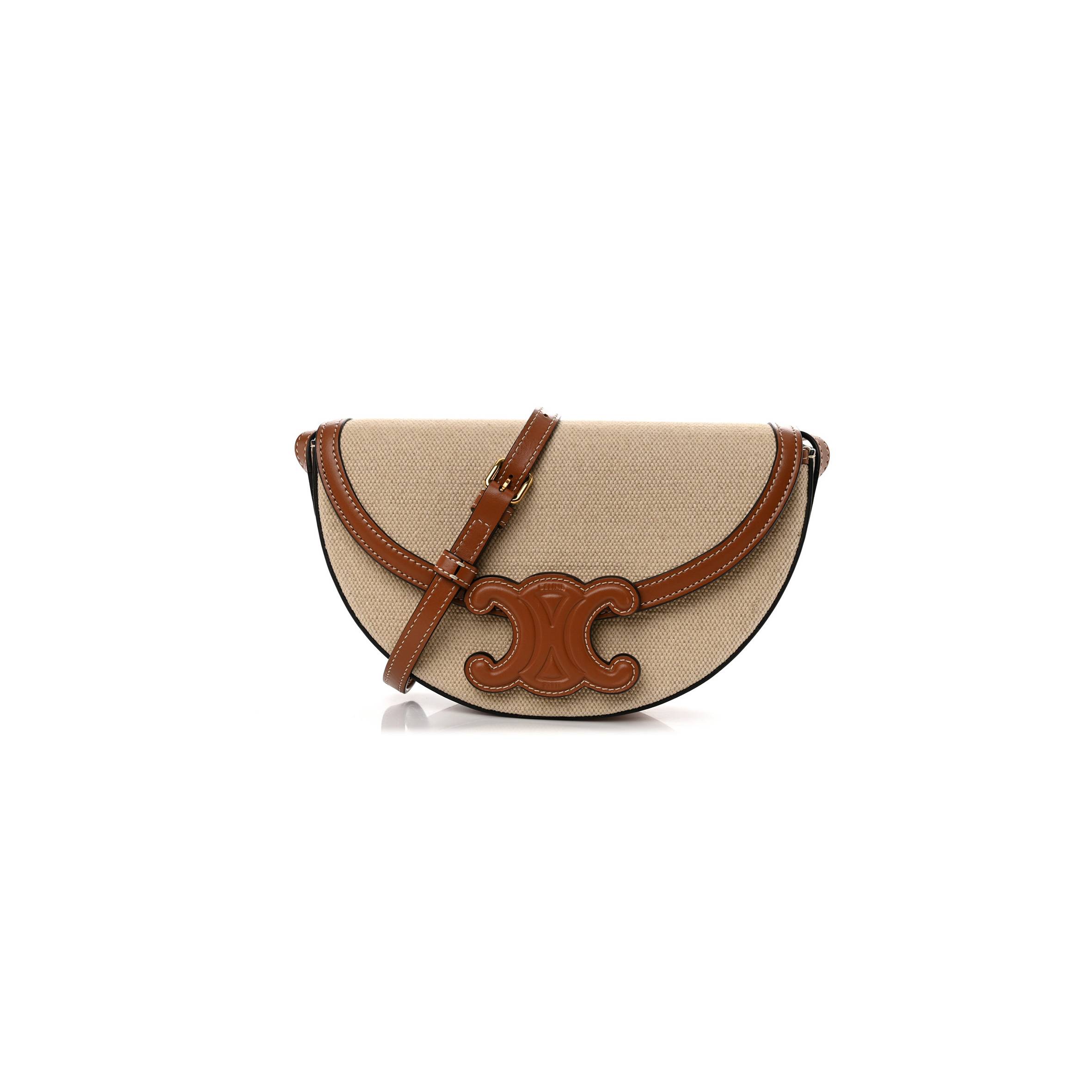 CELINE TEXTILE CALFSKIN TRIOMPHE BESACE NATURAL TAN (22*14*6cm)