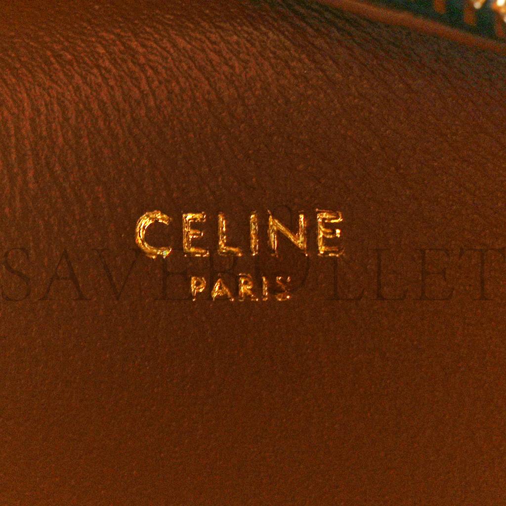 CELINE TRIOMPHE CANVAS CALFSKIN MEDIUM CROQUE BAG TAN (20*16*3cm)