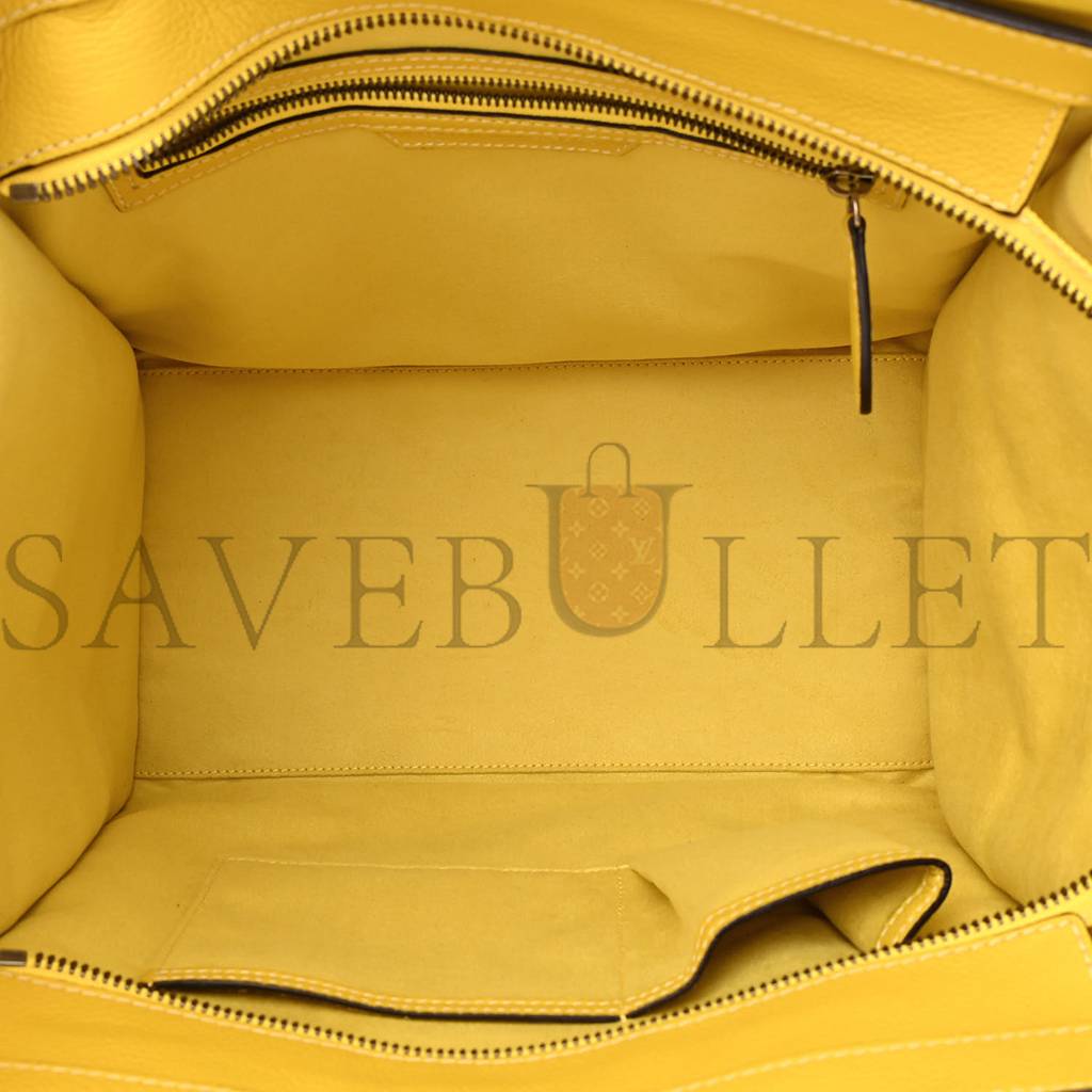 CELINE DRUMMED CALFSKIN MINI LUGGAGE CITRON (30*29*17cm)