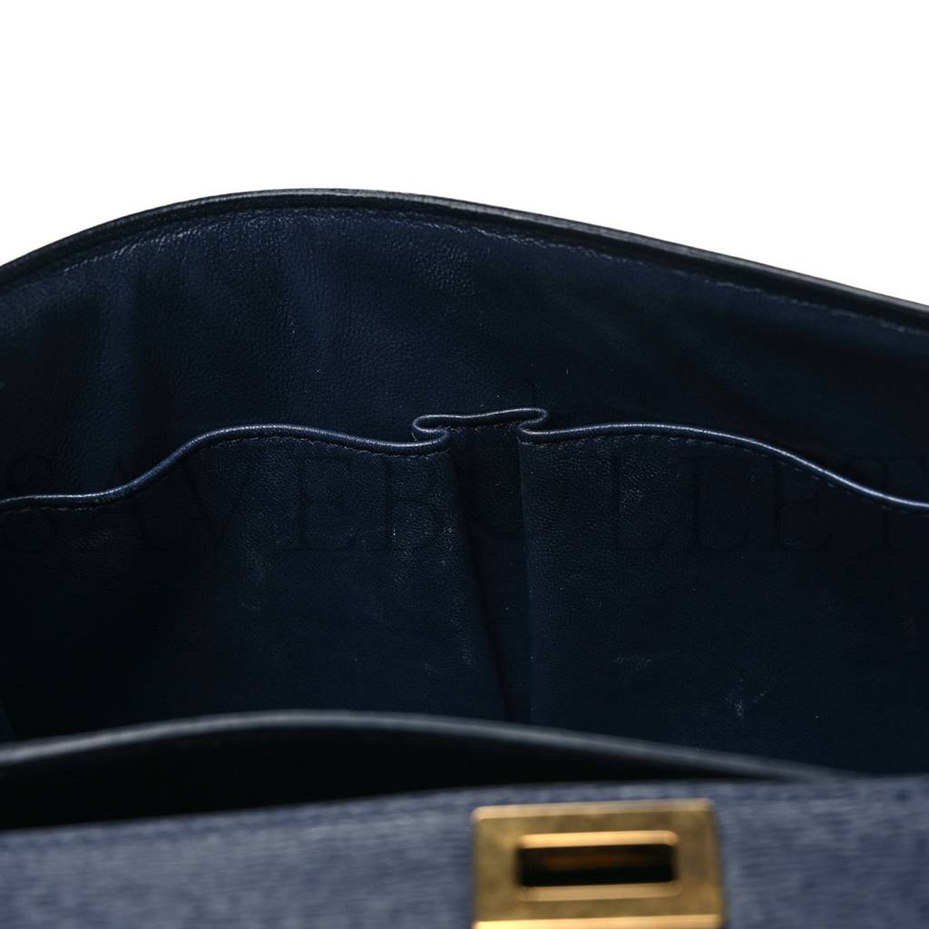 CELINE LIEGE CALFSKIN MEDIUM CLASSIC BOX FLAP BAG DARK BLUE (23*18*6cm)