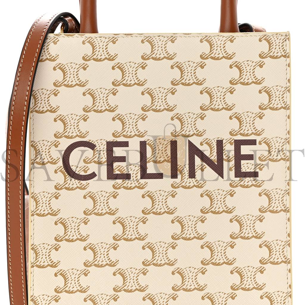 CELINE TRIOMPHE CANVAS CALFSKIN MINI VERTICAL CABAS WHITE (20*17*6cm)