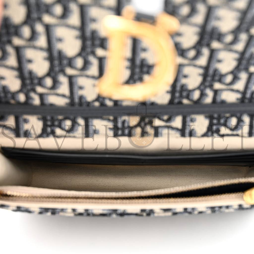 DIOR OBLIQUE SADDLE CHAIN POUCH BLUE (22*15*4.4cm)