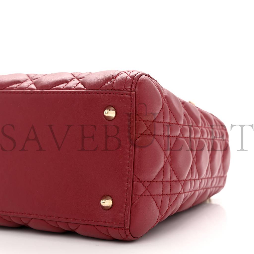 DIOR LAMBSKIN CANNAGE MEDIUM LADY DIOR RED (23*20*12.1cm)