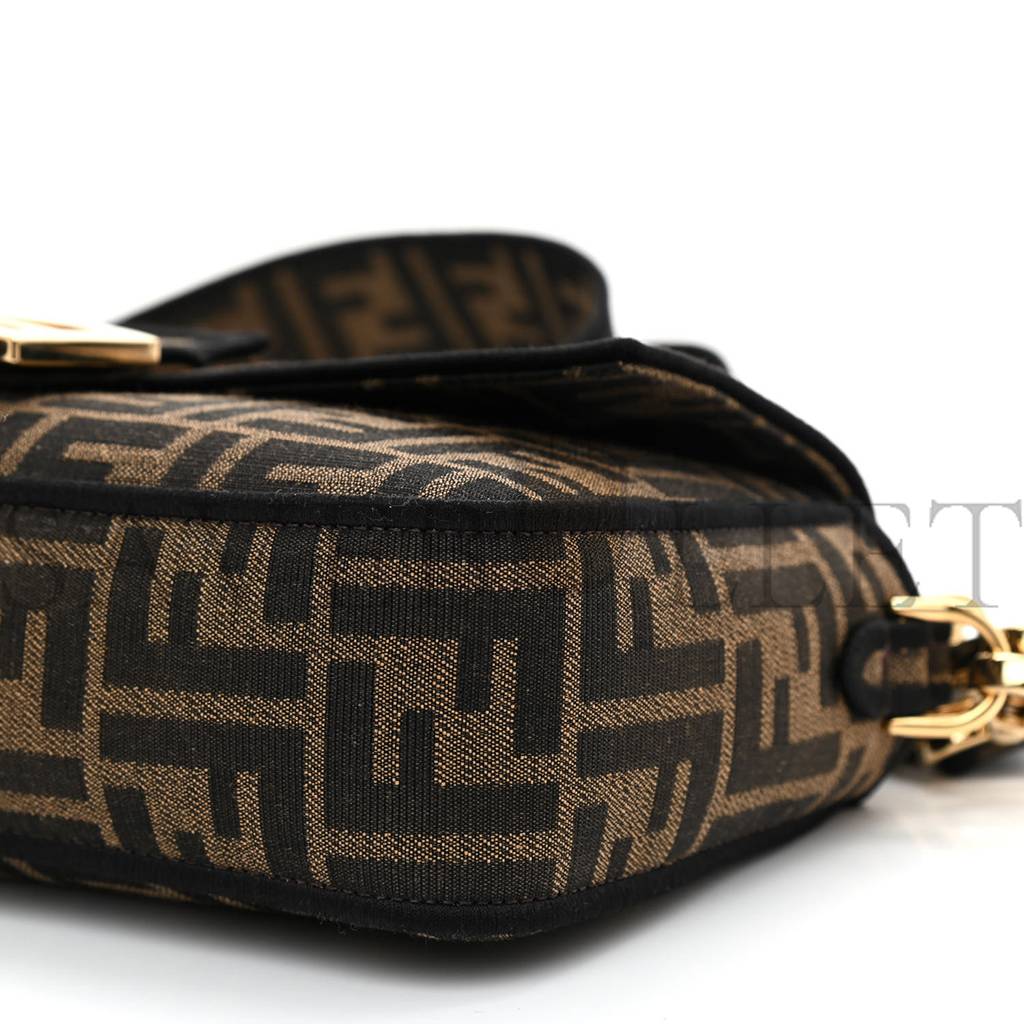 FENDI FABRIC JACQUARD FF 1974 MEDIUM BAGUETTE TOBACCO MORO BLACK (27*13*6cm)