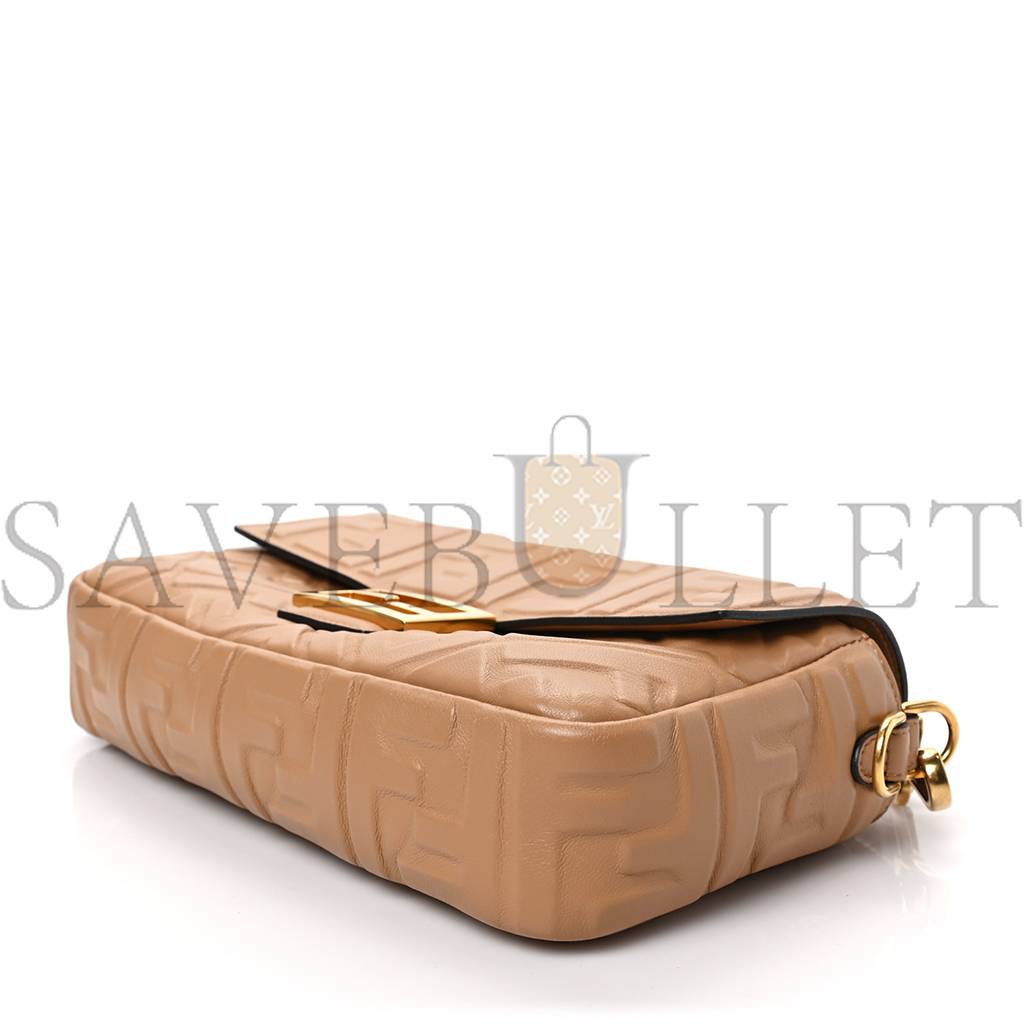 FENDI NAPPA FF 1974 EMBOSSED BAGUETTE MIELE SCURO (27*16*5cm)